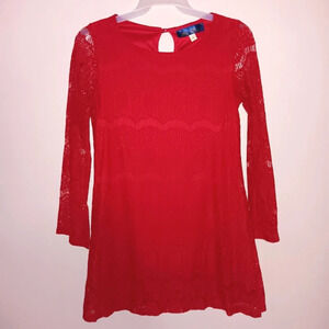 Blue Rain women's mini lace dress size S red long sleeve
